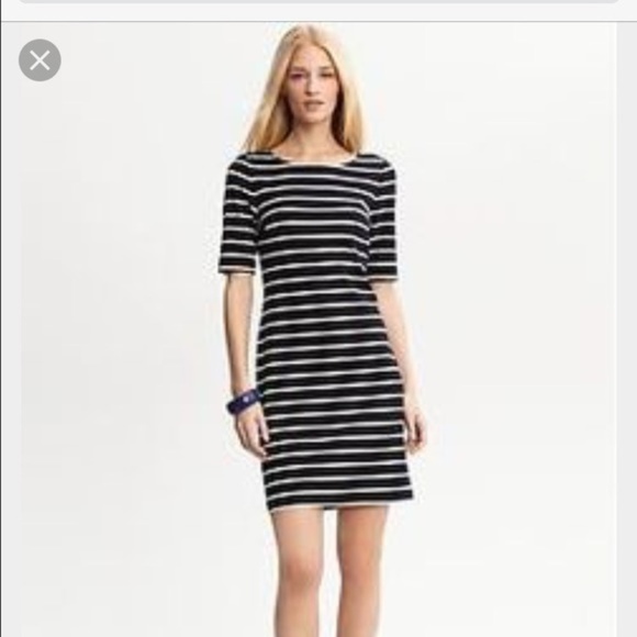 navy white striped dress